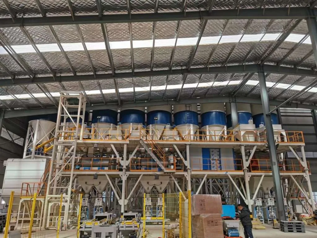 Tile adhesive production line site